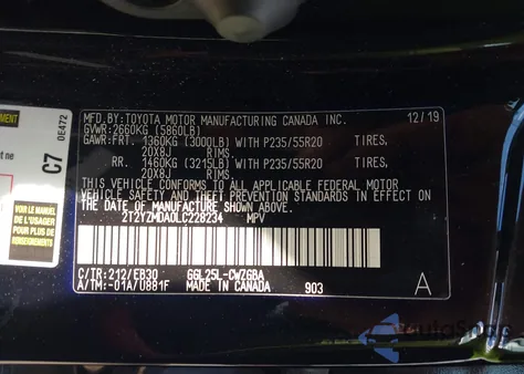 2020 Lexus Rx 350 F Sport Performance из США, поврежденный, VIN 2T2YZMDA0LC228234